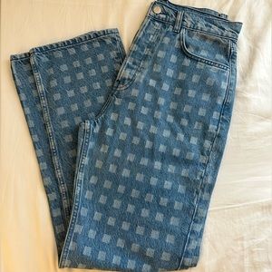Reformation high rise straight leg check jeans